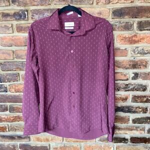 Lucky Brand Burgundy White Long Sleeve Button Down Shirt Men's Size Small
